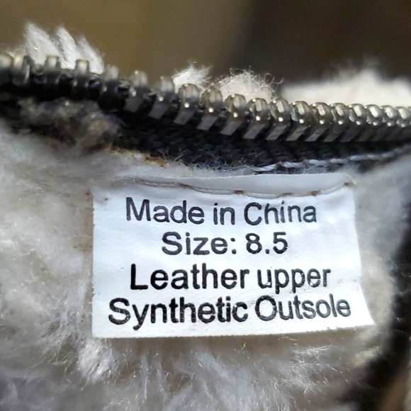 H for Halston Grey Suede Leather Faux Fur Heeled Ankle Boots SIZE: 8.5 - Picture 11 of 11